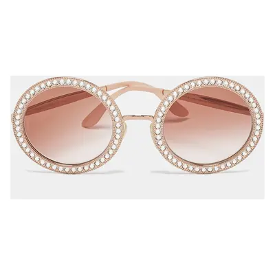 Dolce & Gabbana Rose Gold Gradient D 2170-B Crystals Embellished Round Sunglasses