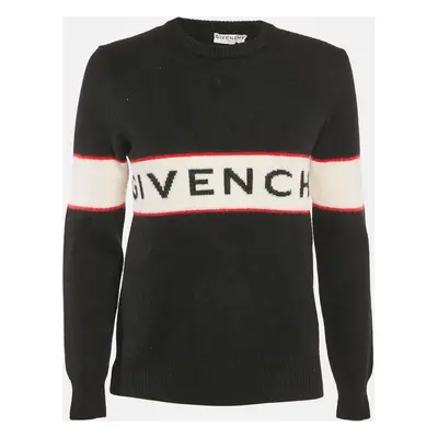 Givenchy Black Logo Intarsia Wool Knit Sweater