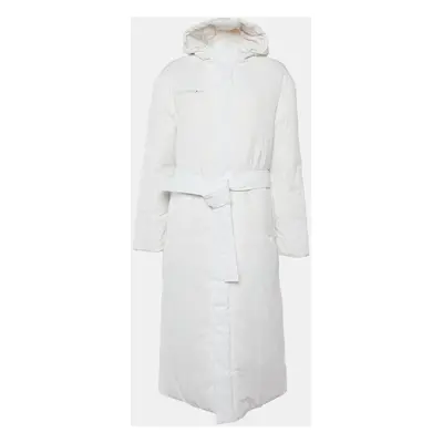 Pangaia White Nylon Flwrdwn Hooded Long Jacket