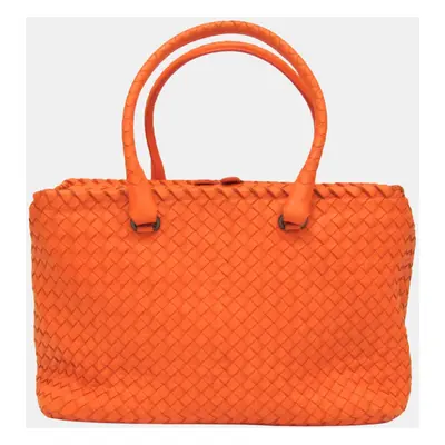 Bottega Veneta Orange Leather Intrecciato Shoulder Bag