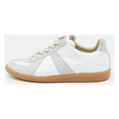 Maison Martin Margiela White/Grey Leather and Suede Replica Sneakers Size