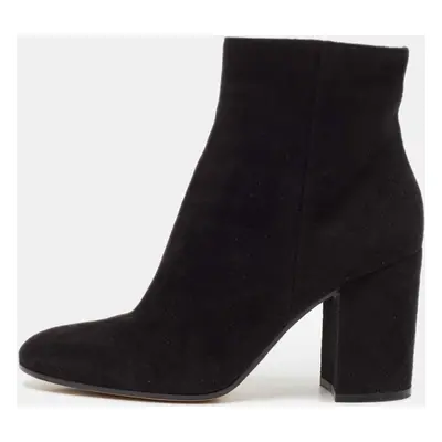 Gianvito Rossi Black Suede Block Heel Ankle Length Boots Size