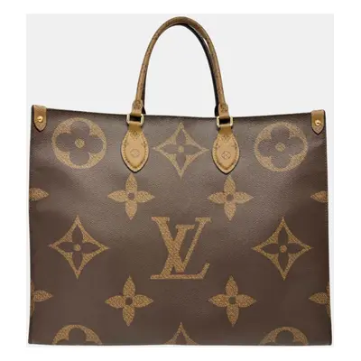 Louis Vuitton Coated Canvas Brown Gold Monogram Giant Reverse On The Go Gm Handbag