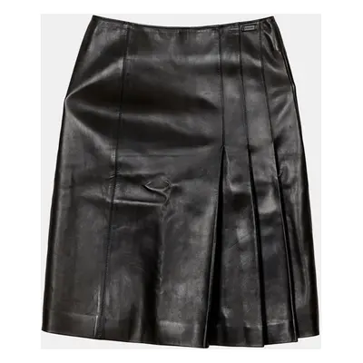 Chanel Black Lambskin Side Flare Skirt Size