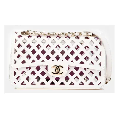 Chanel White Large Calfskin See Through Flap Bag