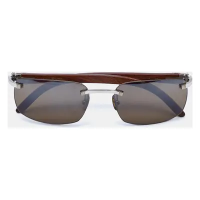 Cartier C-Decor Bubina Wood Brown Silver Tone Sunglasses