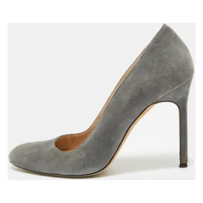 Manolo Blahnik Grey Suede Round Toe Pumps Size 35.5