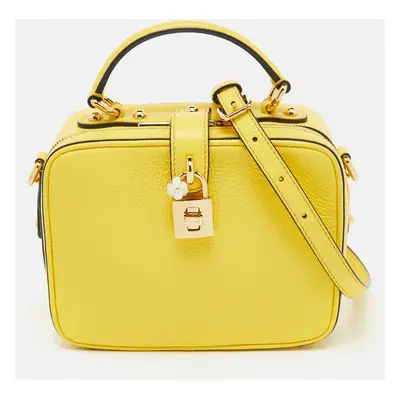 Dolce & Gabbana Yellow Leather Rosaria Box Top Handle Bag