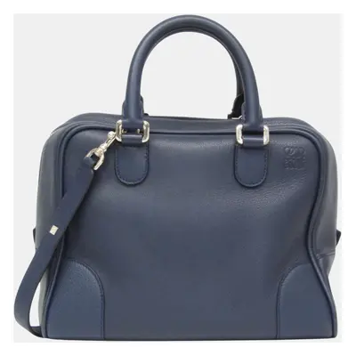 Loewe Navy Leather Amazona Shoulder Bag