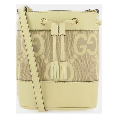 Gucci Beige Jumbo Gg Fabric And Leather Mini Ophidia Bucket Bag