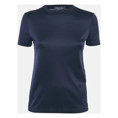 Loro Piana Navy Blue Jersey Crewneck T-Shirt