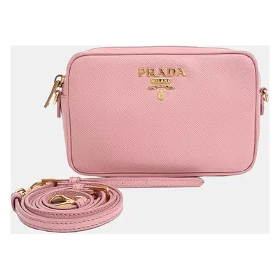 Prada Pink Leather Saffiano Mini Crossbody Bag