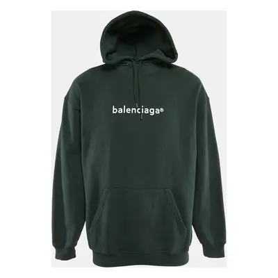 Balenciaga Green Copywrite Logo Print Cotton Hoodie