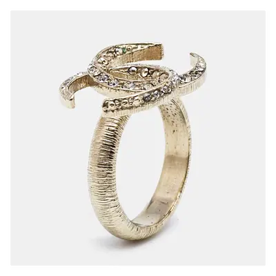 Chanel CC Crystals Gold Tone Ring Size