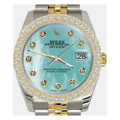 Rolex datejust 3.05ct diamond bezel aquamarine blue mop dial jubilee Wristwatch