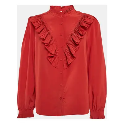 Zadig & Voltaire Red Silk Pleated Taccora Shirt