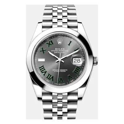 Rolex Slate Stainless Steel Datejust Automatic Men's Wristwatch mm