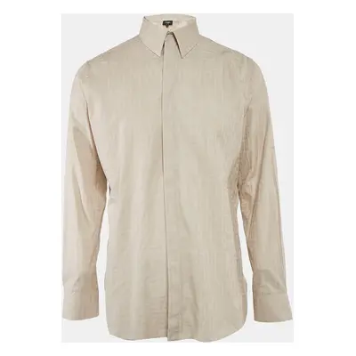 Fendi Beige Zucca Jacquard Button Front Shirt