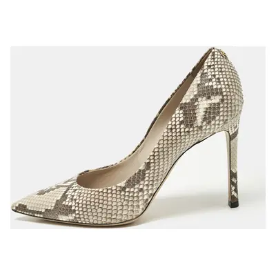 Louis Vuitton Beige/Grey Python Leather Pointed Toe Pumps Size 39.5