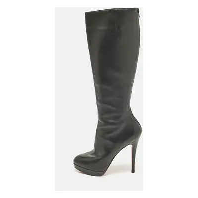 Christian Louboutin Black Leather Bianca Botta Knee High Boots Size 37.5