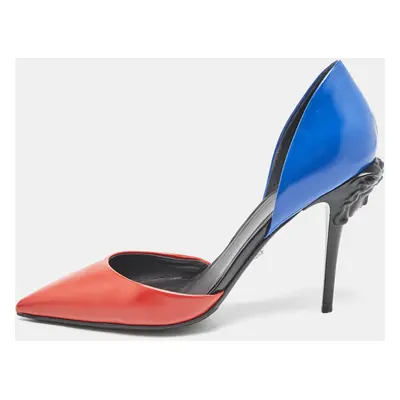 Versace Blue/Red Leather Medusa Heel Pumps Size