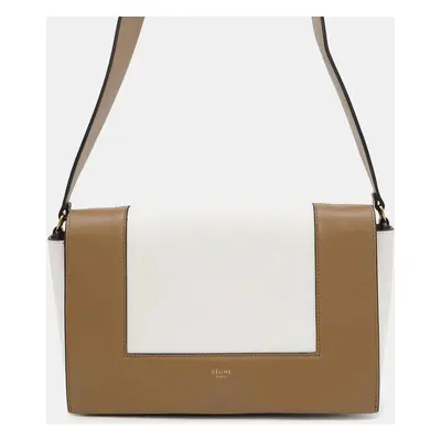 Celine White Camel Calf Leather Medium Frame Shoulder Bag