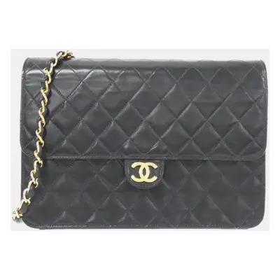 Chanel Black Quilted Lambskin Single Flap Bag