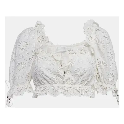 Zimmermann White Broderie Anglaise Cotton Crop Top