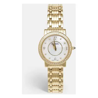 Balmain Mother of Pearl Yellow Gold Plated Stainless Steel Diamond Elegance Chic Mini B1693.33.8