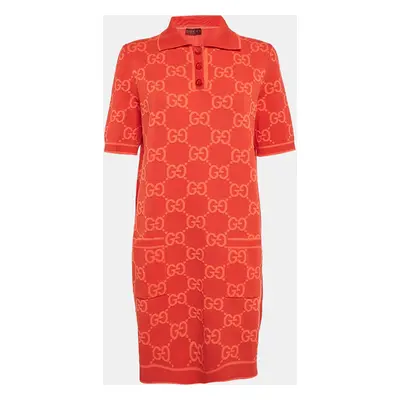 Gucci Red GG Jacquard Cotton Knit T-Shirt Dress