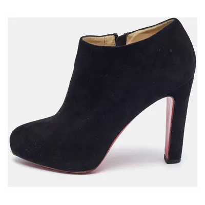 Christian Louboutin Black Suede Belle Ankle Boots Size 37.5