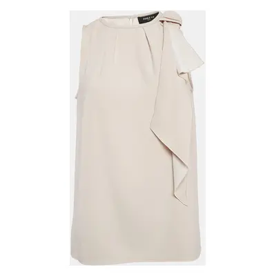 Paule Ka Beige Satin Bow Detail Sleeveless Top