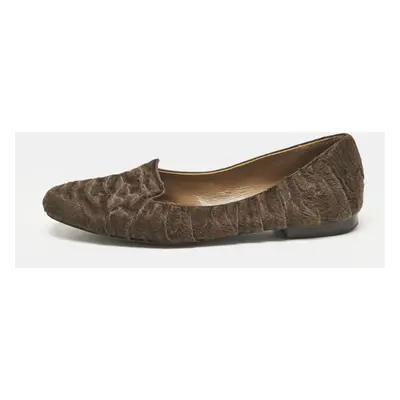 Hermes Dark Brown Astrakhan Lamb Fur Smoking Slippers Size