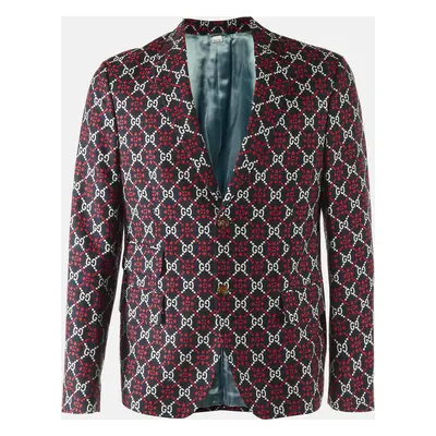 Gucci Navy Blue GG Diamond Jacquard Cambridge Jacket