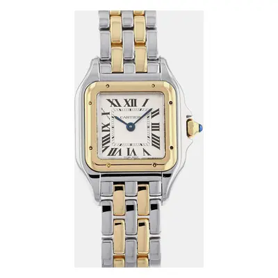 Cartier White 18k Yellow Gold Stainless Steel Panthere De Cartier W2PN0006 Quartz Women's Wristw