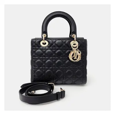 Dior Black Leather Cannage Lady Medium Bag