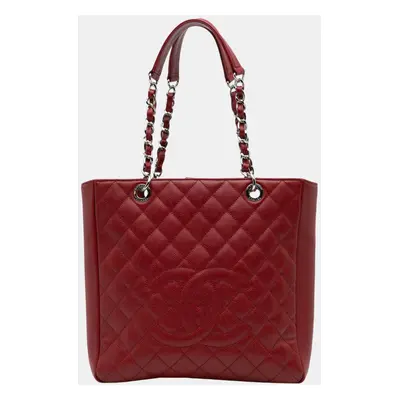 Chanel Red Caviar Vertical Grand Shopping Tote