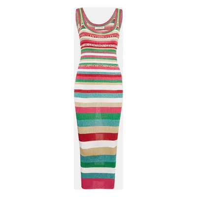 Valentino Striped Lurex Rib Knit Midi Dress