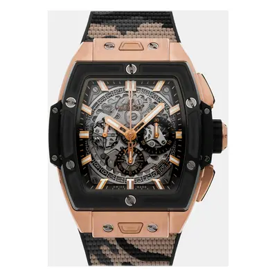 Hublot Silver 18k Rose Gold Big Bang Automatic Men's Wristwatch mm