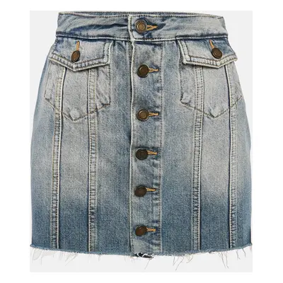 Saint Laurent Paris Blue Washed Denim Mini Skirt Waist 25"