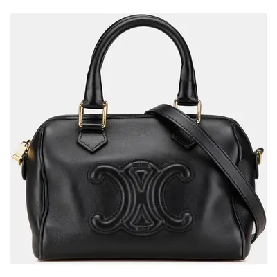 Celine Black Smooth Calfskin Cuir Triomphe Satchel