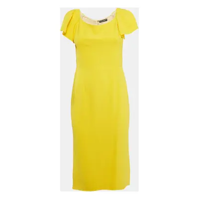 Dolce & Gabbana Yellow Crepe Cap Sleeve Midi Dress