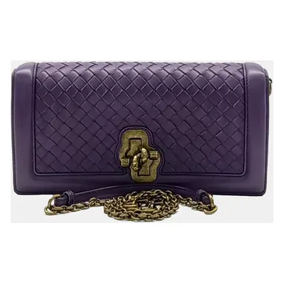 Bottega Veneta Purple Leather mesh clutch and shoulder bag