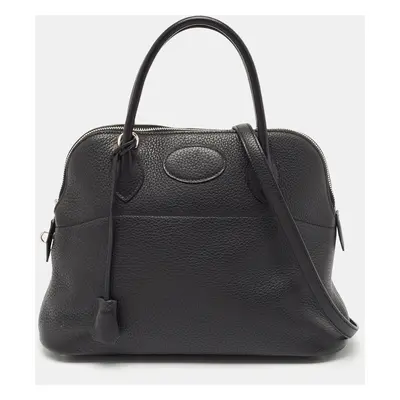 Hermes Noir Taurillon Clemence Leather Bolide Bag