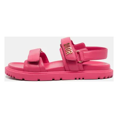 Dior Fuchsia Leather DiorAct Flat Sandals Size