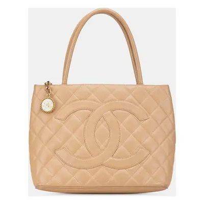 Chanel Brown Caviar Medallion Tote