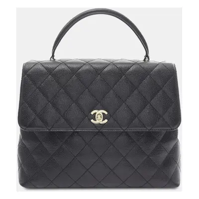 Chanel Black Caviar Leather Kelly Top Handle Bag