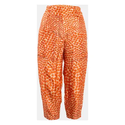 Stella McCartney Orange Ditsy Floral Print Silk Trousers