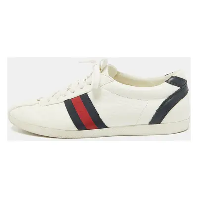 Gucci White Leather Ace Web Lace Up Sneakers Size