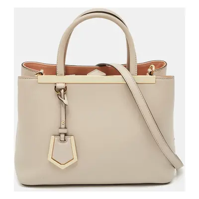 Fendi Light Grey Leather Small 2Jours Tote